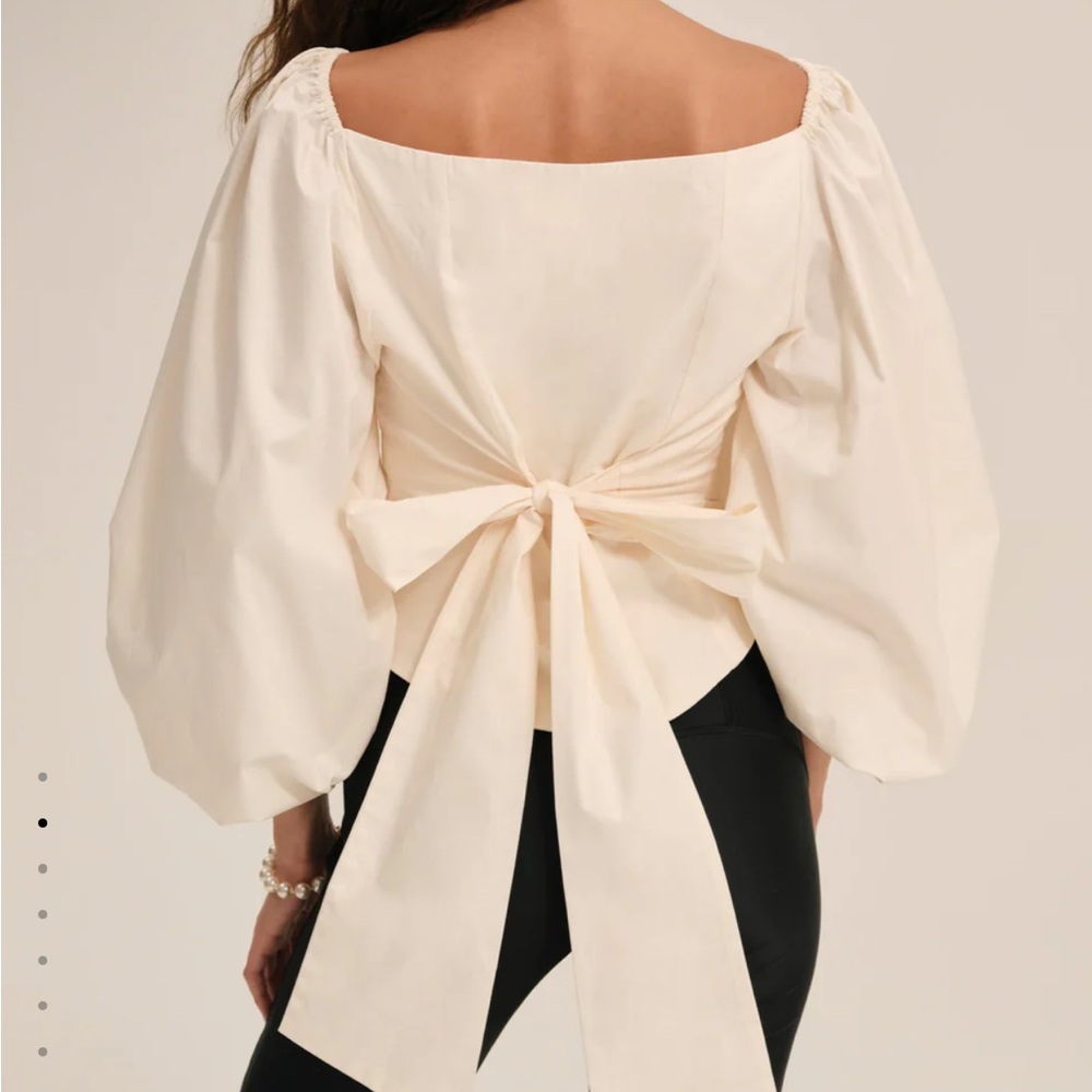 For Love & Lemons Marion Puff Sleeve Romantic Boned Corset Top Ivory Large NEW - Picture 4 of 14